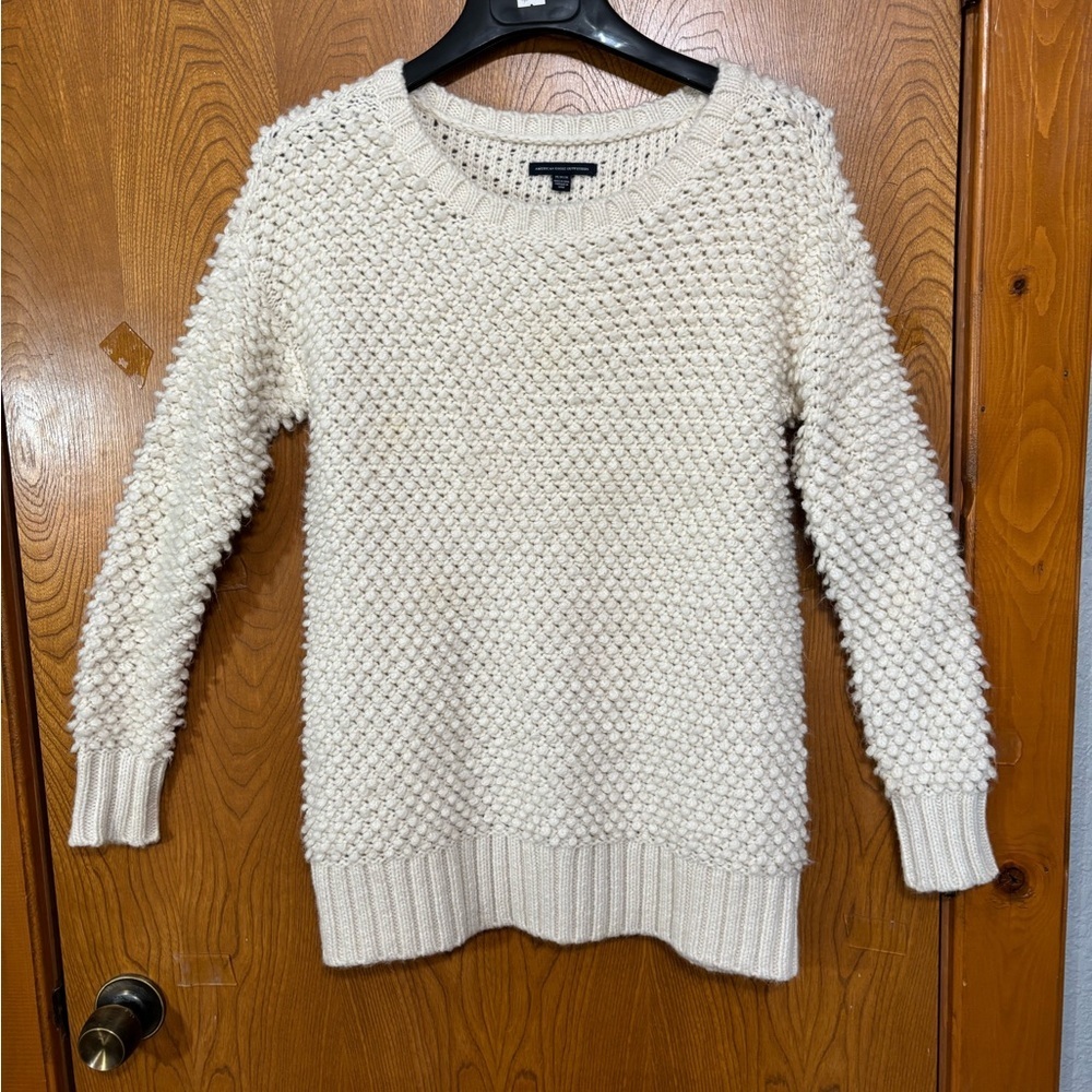 American Eagle Outfitters Textured Cream Sweater